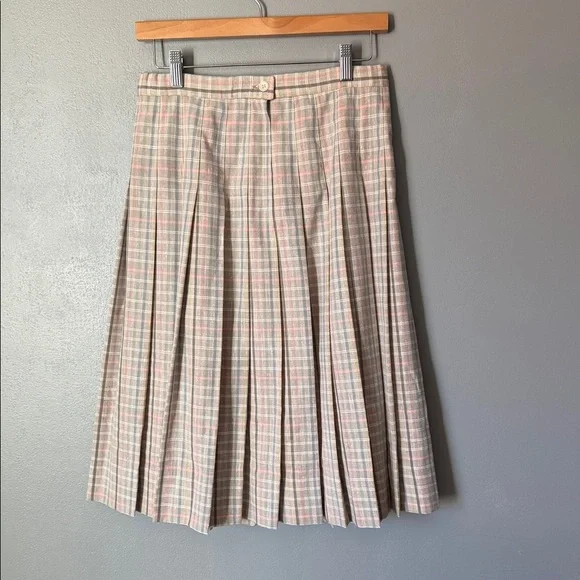 Vintage Pendleton Womens Plaid Pleated 60s Pastel Womens Skirt Academia Waist28” - Picture 5 of 10